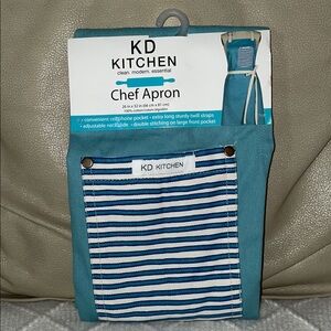 NWT KD Kitchen Blue & White Chef Apron.